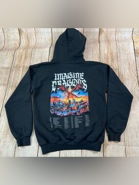 Imagine Dragons Black Hoodie Kids Youth Large World Tour 2024 Sweatshirt